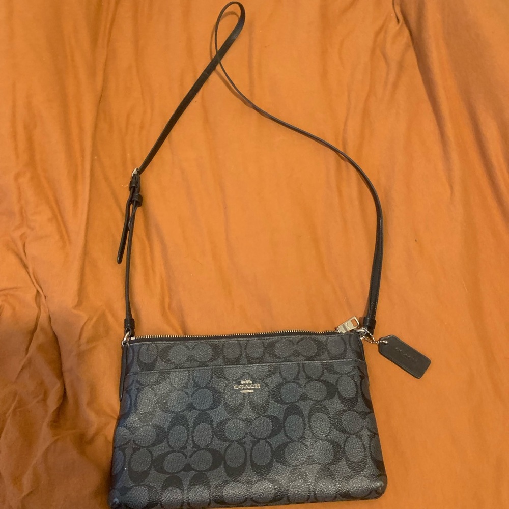 Coach sachel black leather bag